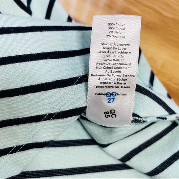 Talbots Striped 3/4 Sleeve Peplum Top Black/Blue M - Picture 7 of 13